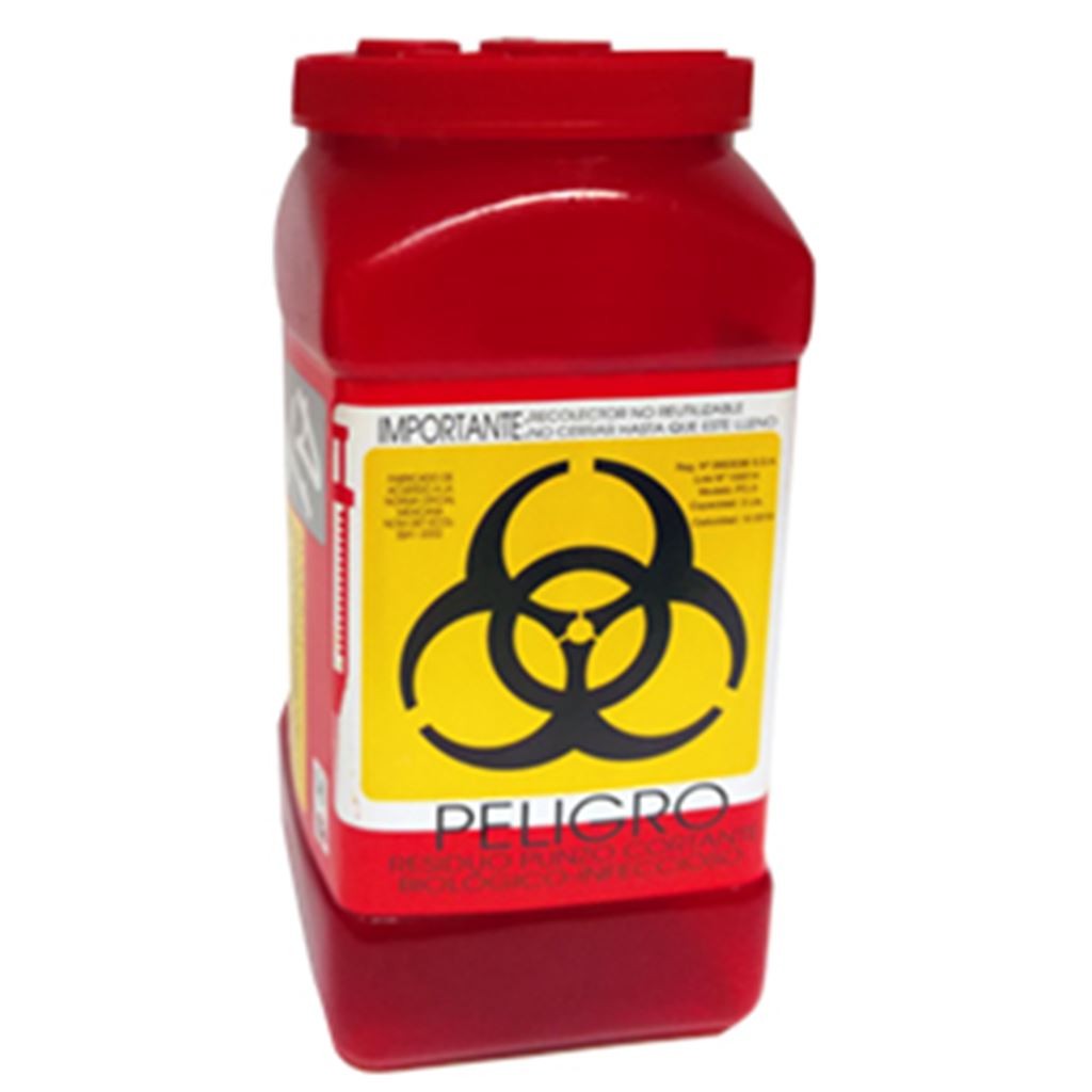 RECOLECTOR DE POLIPROPILENO PARA PUNZOCORTANTES Y LIQUIDOS CAPACIDAD 3 LITROS