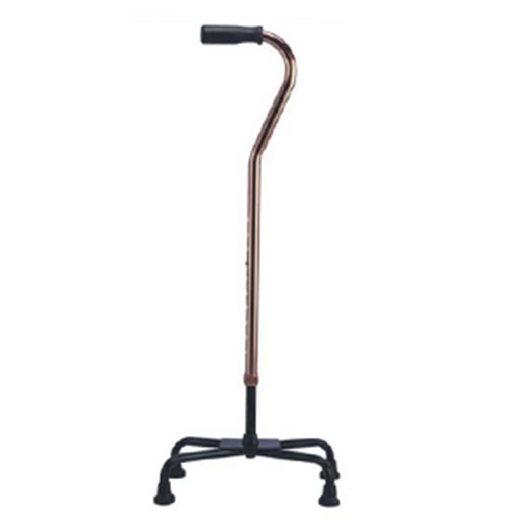 BASTON DE ALUMINIO RIDER DE 4 APOYOS BASE GRANDE MANGO RECTO PLATA