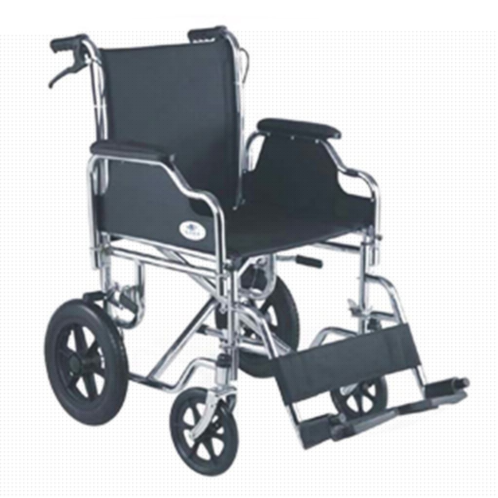 SILLA DE TRASLADO RIDER DESCANSA BRAZOS ABATIBLE. DESCANSA PIES DESMONTABLES. TELA VINYL.