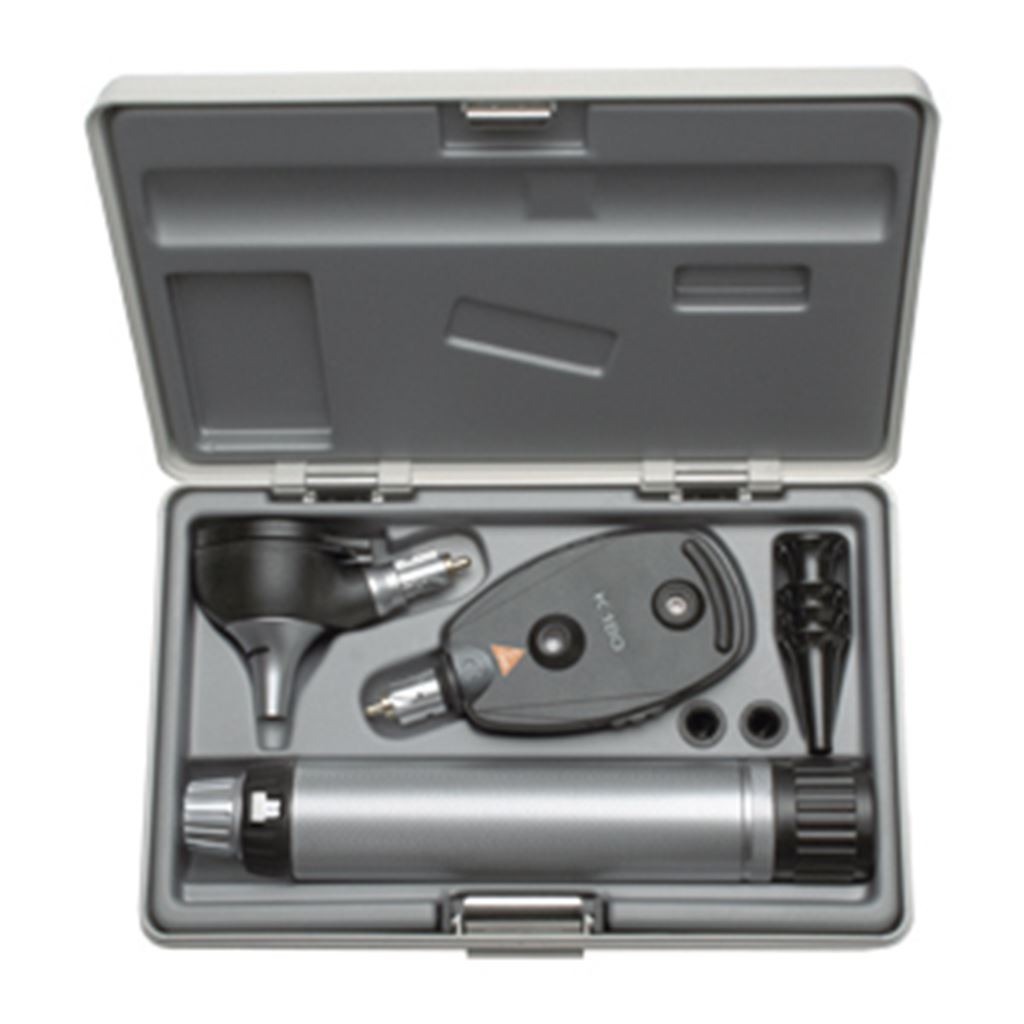 ESTUCHE DE DIAGNOSTICO HEINE OFTALMOSCOPIO Y OTOSCOPIO F.O. K180 MANGO A PILAS 2.5V
