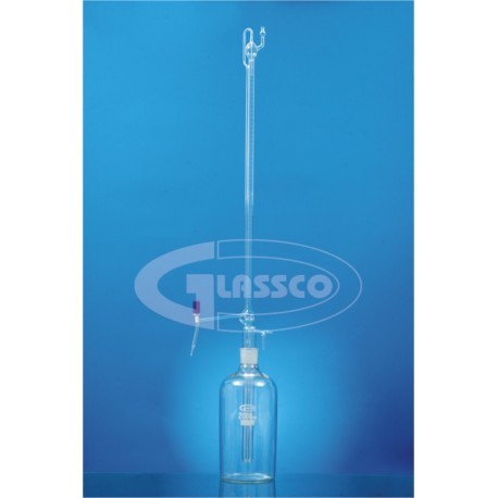 BURETA AUTOMATICA CLASE AS DE TEFLON CON CERTIFICADO 10 ML, BOTELLA DE 500 ML - GLASSCO