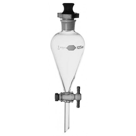 EMBUDO DE SEPARACIÓN SQUIBB, FORMA DE PERA, TAPÓN VIDRIO, LLAVE PTFE - KIMAX