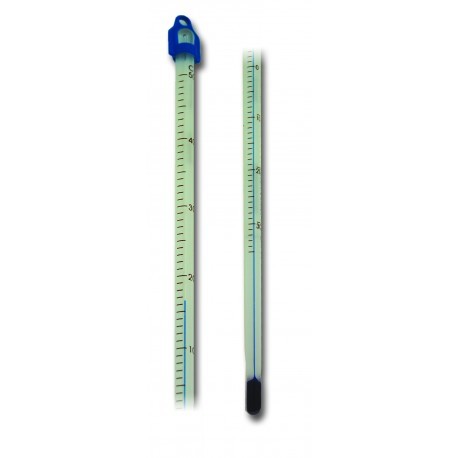 TERMÓMETRO LO-TOX AZUL, INMERSIÓN PARCIAL, RANGO -10 A 260 grados C, DIVISIÓN 1.0, LONGITUD 405MM