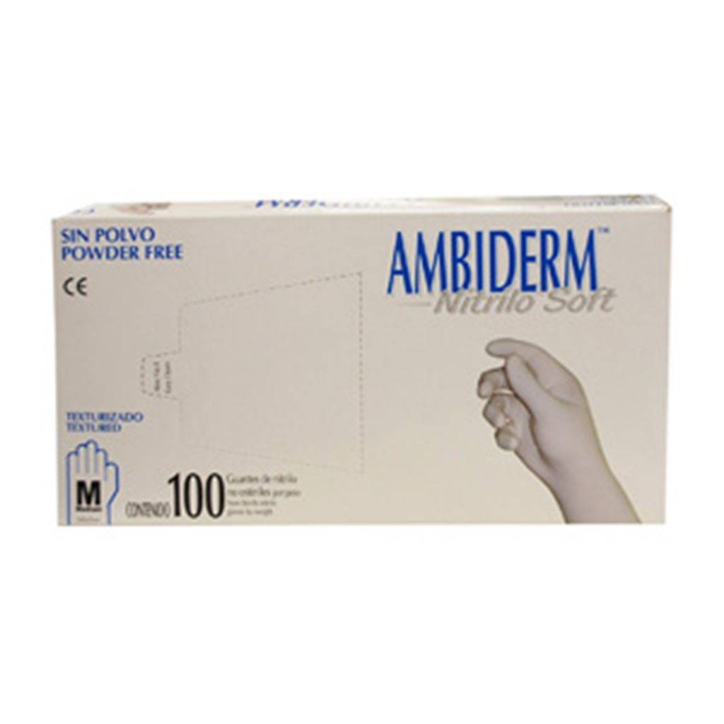 GUANTES AMBIDERM DE NITRILO NO ESTERIL AZUL CH CAJA CON 100 PI