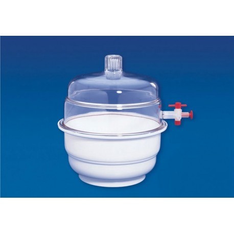 DESECADOR CUERPO POLIPROPILENO, TAPA POLICARBONATO, 250 MM CON LLAVE PARA VACÍO - POLYLAB