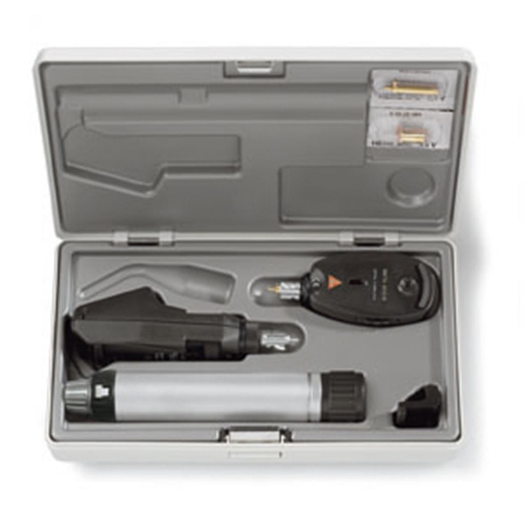 Estuche de Diagnóstico Heine Oftalmoscopio y Retinoscopio de Franja Beta 200. Mango Recargable 3.5V